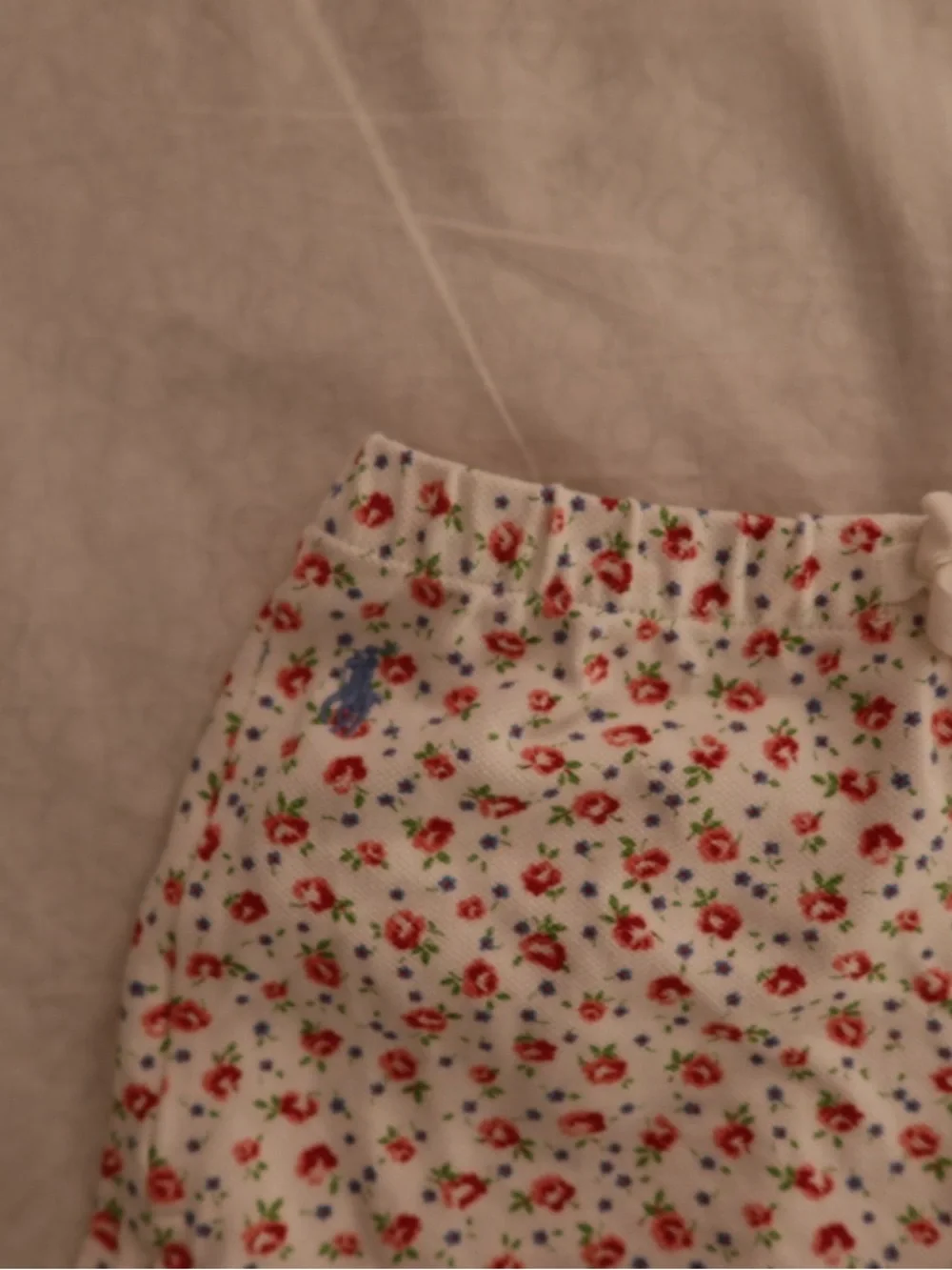 Ralph Lauren 12 Month White Floral Print Cotton Stretch Shorts
